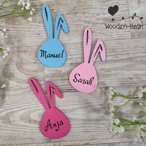 Osterhase aus Holz mit Namen