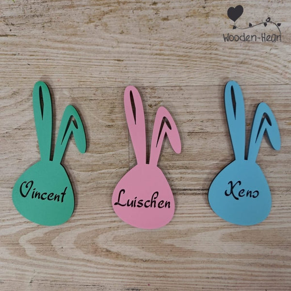 Osterhase aus Holz mit Namen