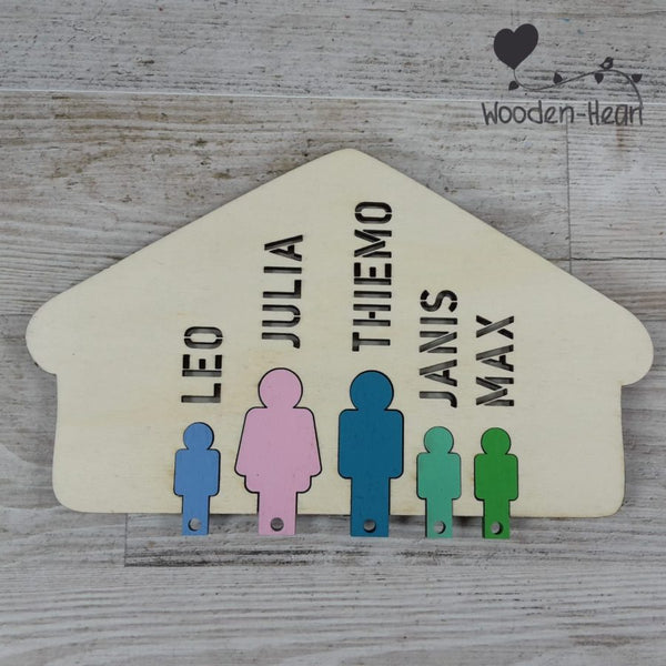 Schlüsselbrett aus Holz für Eure Familie